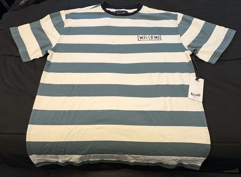 Welcome Thicc Stripe Bone/Atlantic Knit T-Shirt